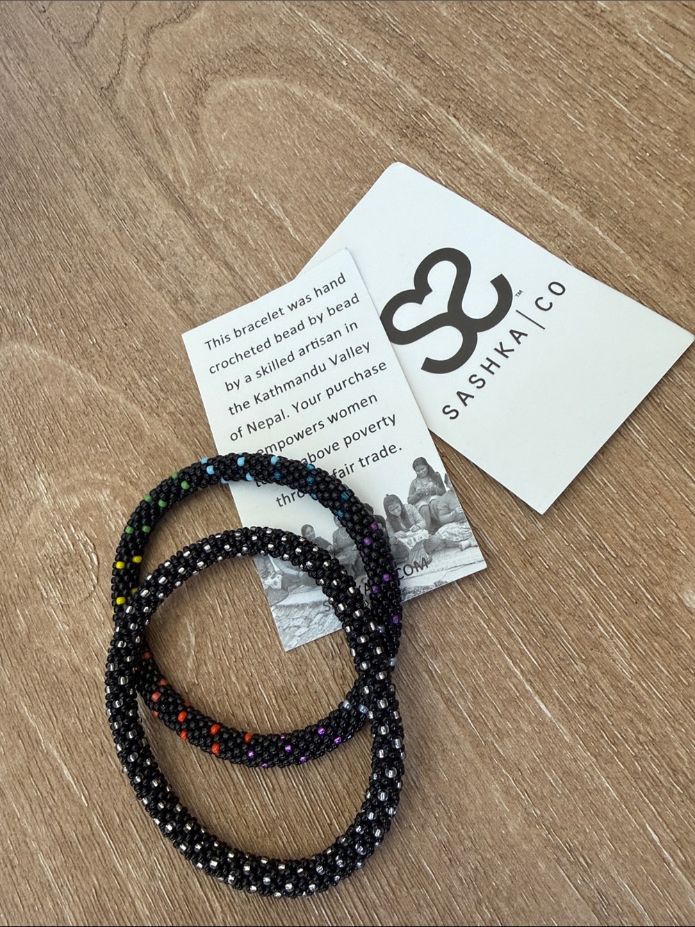 Sashka Co. Beaded Roll On Bracelets- Assorted Black Patterns